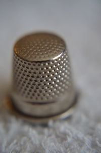 High angle view of coffee cup on table