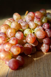 High angle view of grapes on table