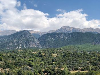 Scenic view of mountains against sky