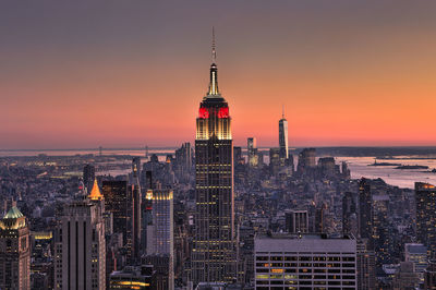 View of city at sunset