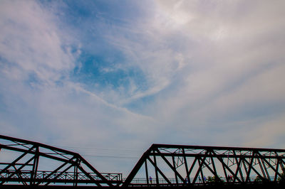 Low angle view of silhouette bridge against sky