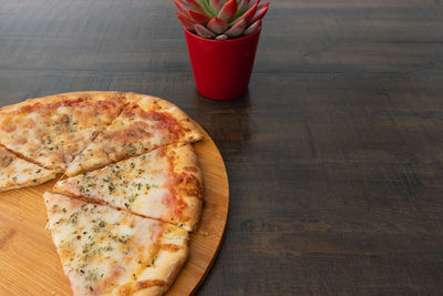 High angle view of food on table