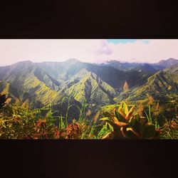 Scenic view of mountains against sky