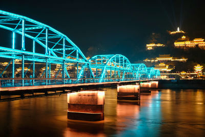 Yellow river zhongshan bridge night view,lanzhou,china