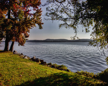 Scenic view of lake against sky