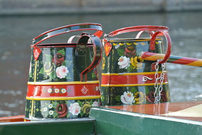 Pots on a canal barge