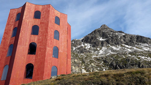 View of the julier theater tower on the julier pass located in switzerland
