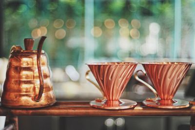 Close-up of drinks on table