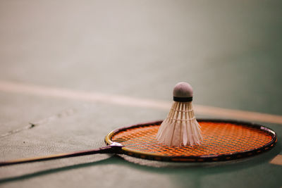 Close-up of electric lamp on table