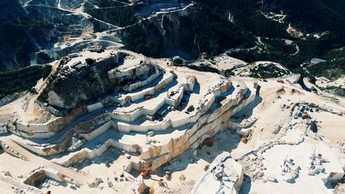 High angle view of marble quarry