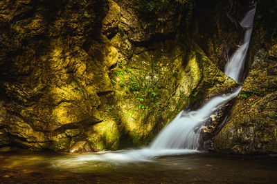 Autumn at kesselfallklamm waterfalls in semriach region graz, styria. hiking spot for recreation.