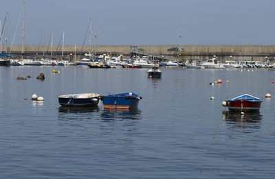 Boats moored in harbor