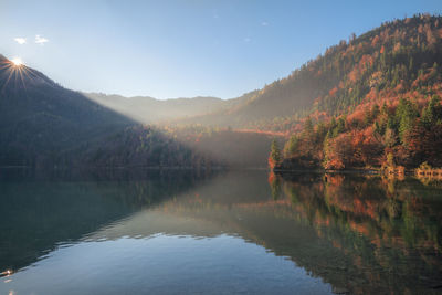 Scenic view of lake against sky during autumn