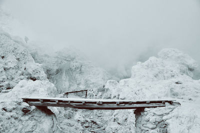 High angle view of snow covered mountain