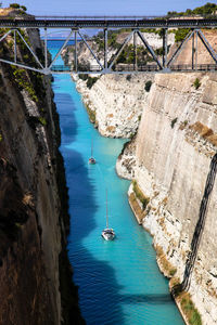 High angle view of river against sky