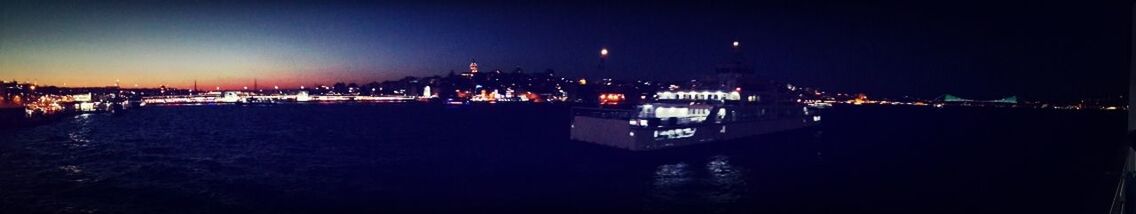 View of illuminated city at night