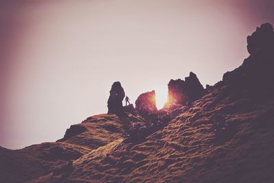 Scenic view of mountains at sunset