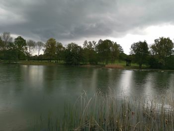 Scenic view of lake against sky