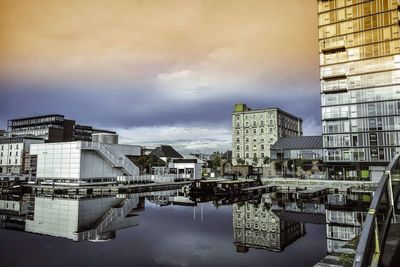 Reflection of buildings in water