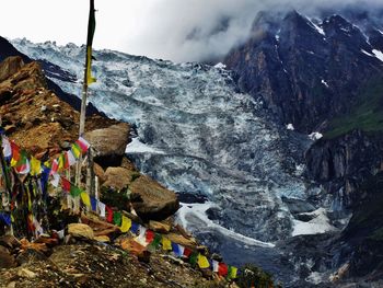 Scenic view of mountains during winter