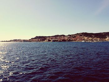 Scenic view of sea against clear sky