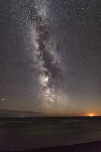 Scenic view of sea against sky at night