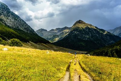 Scenic view of mountains against sky