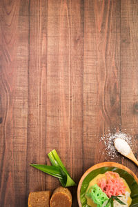 Directly above shot of vegetables on wood