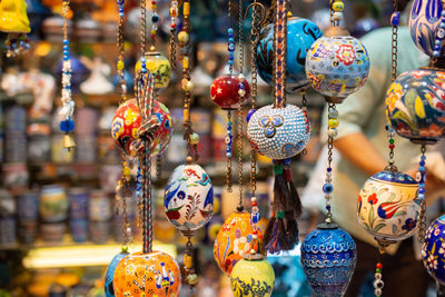 Close-up of decoration for sale in market