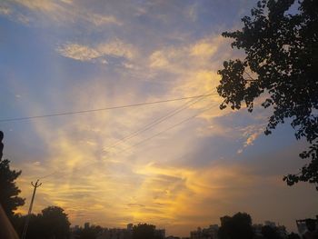 Low angle view of silhouette trees against sky during sunset