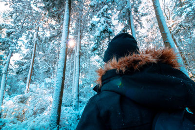 Portrait of person on snow covered land