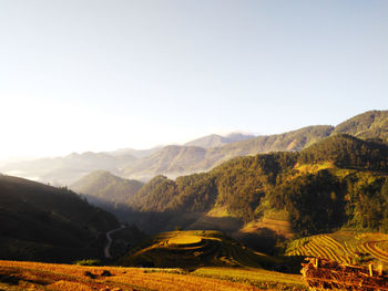 Scenic view of mountains against clear sky