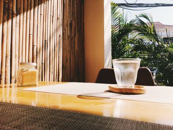 Glass of coffee on table