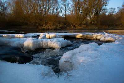 Frozen stream in winter