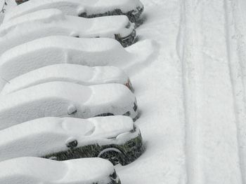 Close-up of human hand on snow