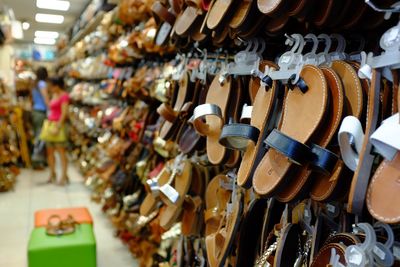Close-up of clothes for sale in market