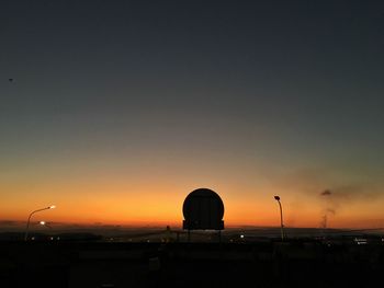 Silhouette built structure against sky during sunset