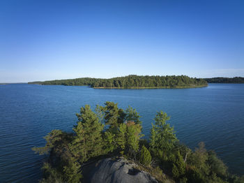 View of small island in lake