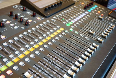 Close-up of sound mixer