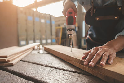 Man working on table