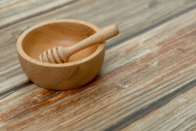 Close-up of bread on wooden table