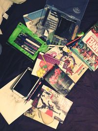 Close-up of books on table