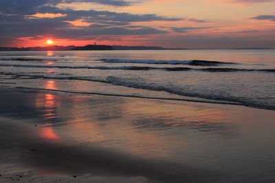 Scenic view of sea against sky during sunset