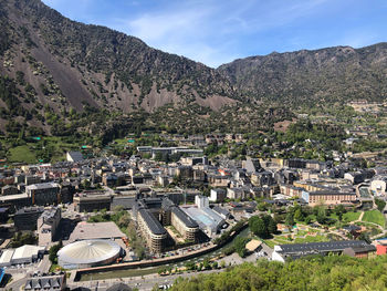 High angle view of townscape against sky