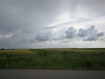 Scenic view of field against sky