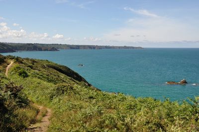 High angle view of sea against sky