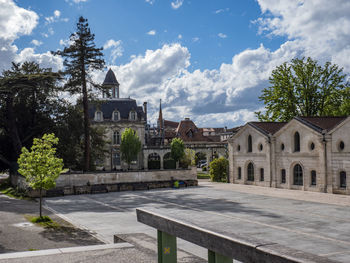 Exterior of historic building against sky