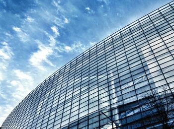 Low angle view of modern building against sky