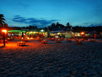 People on beach at night