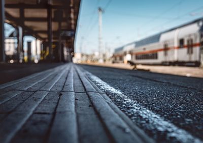 Train at railroad station platform